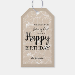 Blühende Hibisken Blumenhaut Taupe Geschenketikett Geschenkanhänger