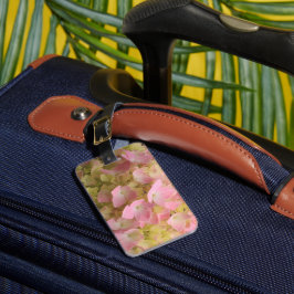 Blühende Hydrangea Floral auf Derby Brown Gepäckanhänger