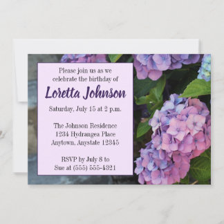 Blühende Hydrangea Geburtstagsparty Einladung