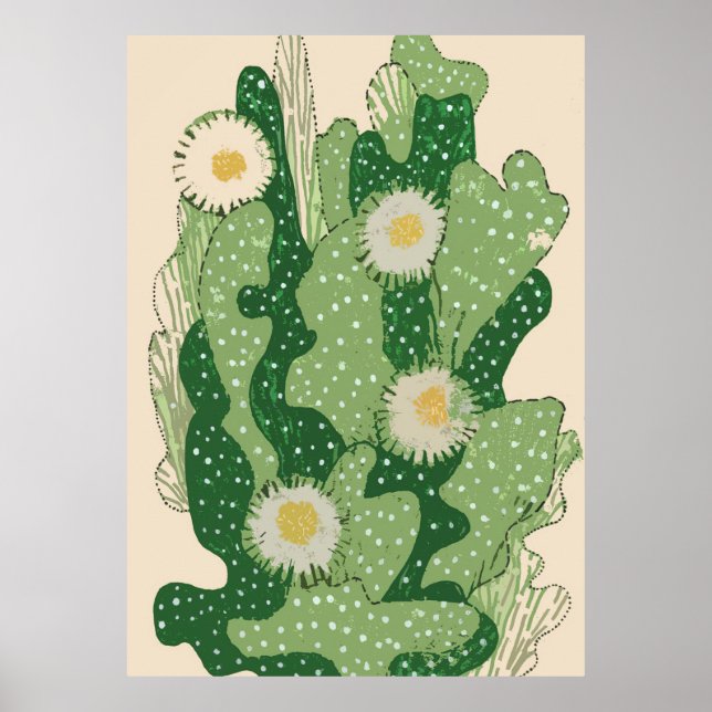 Blühende Kakteen Art Poster (Vorne)