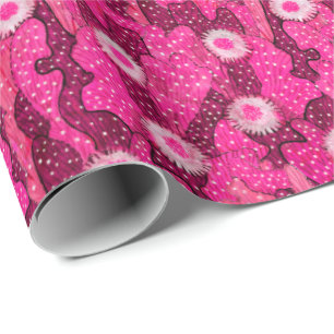 Blühende Kakteen sukkulente rosa Tarnmuster Geschenkpapier