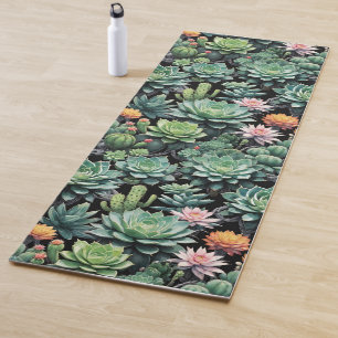 Blühende Kakteen und Sukkulente Yogamatte