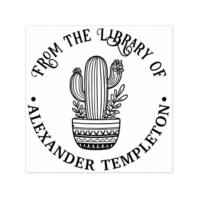 Blühende Kaktus in Pot #1P Bibliotheksname Permastempel (Design)
