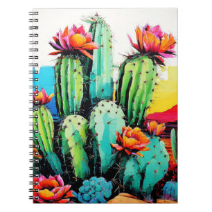 Blühende Kaktus, Wüstenkunst Notebook-Journal Notizblock
