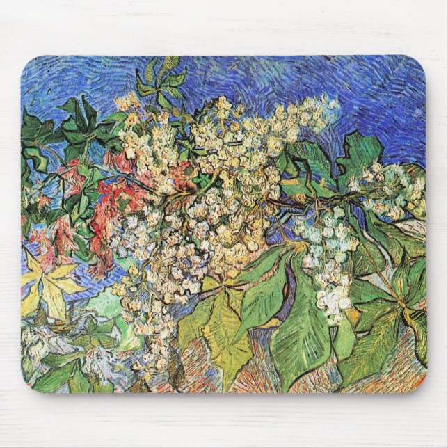 Blühende Kastanienzweige von Vincent van Gogh Mousepad (Vorne)