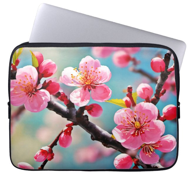 Blühende Kirschblüten im Frühling Laptopschutzhülle (Vorderseite)