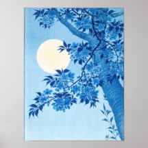 Blühende Kirsche Moonlit Night Ohara Koson Blue12