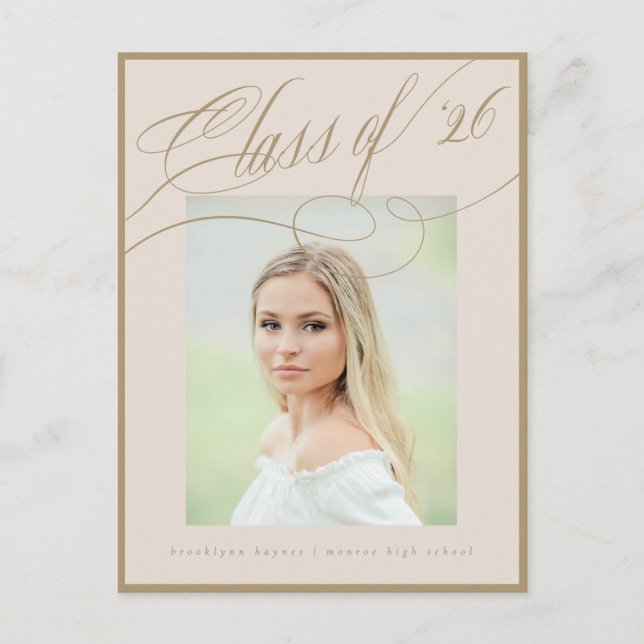 Blühende Klasse von '26 Script-Foto-Abschlussfeier Postkarte (Vorderseite)