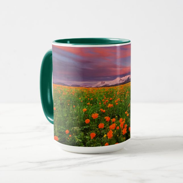 Blühende Kugel-Blume Tasse (Vorderseite Links)