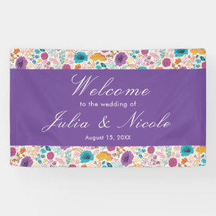 Blühende Liebe Florale Romantische Pink Lila Hochz Banner