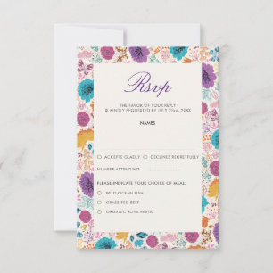 Blühende Liebe Florale Romantische Pink Lila Hochz RSVP Karte