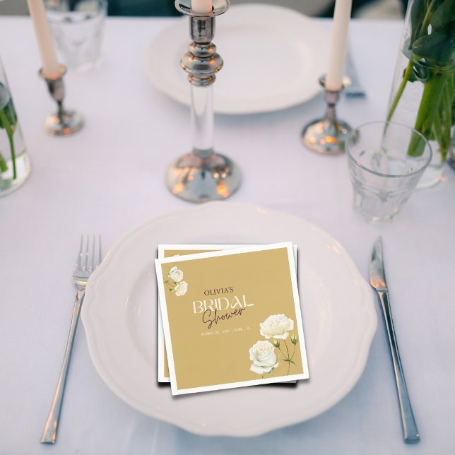 Blühende Liebe mit weißem RosenBrautparty Serviette (Von Creator hochgeladen)