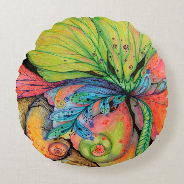 blühende Liebe Rundes Kissen (Vorderseite)