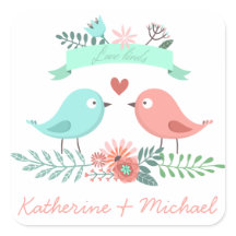 Blühende Liebesvögel Personalisierte Hochzeit Rosa