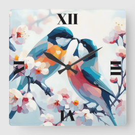 Blühende Lieblinge Quadratische Wanduhr