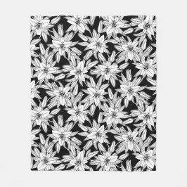 Blühende Lilien in Schwarz und Weiß Fleecedecke
