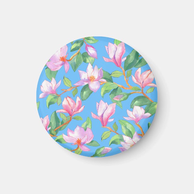 Blühende Magnolie am Himmel blau Magnet (Vorne)