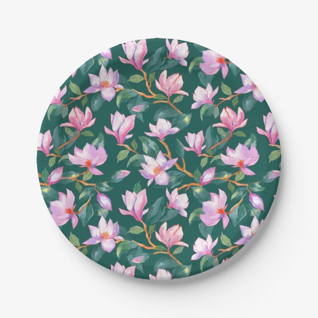 blühende Magnolie Pappteller (Vorderseite)