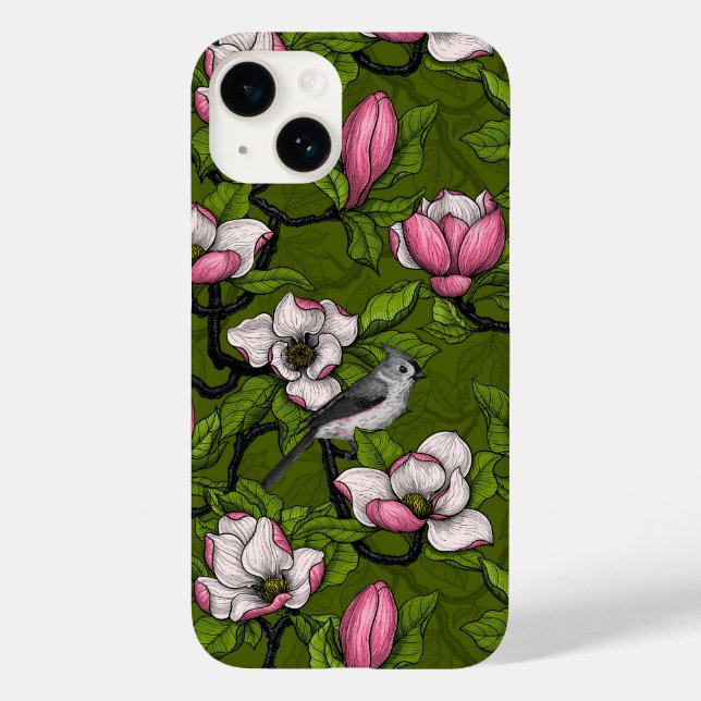 Blühende Magnolie und Titmausvogel 2 Case-Mate iPhone Hülle (Rückseite)