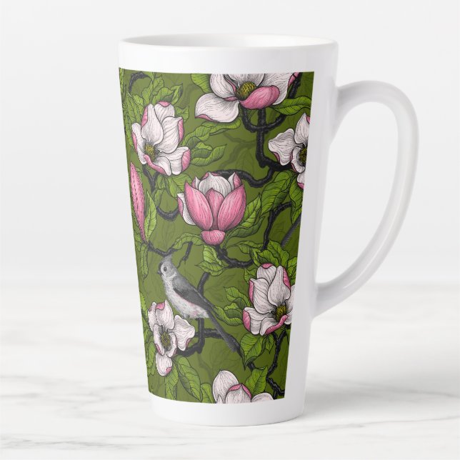 Blühende Magnolie und Titmausvogel 2 Milchtasse (Rechts)