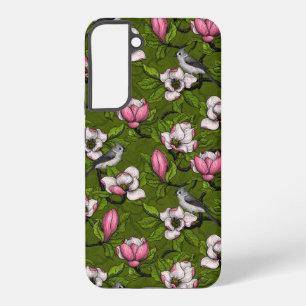 Blühende Magnolie und Titmausvogel 2 Samsung Galaxy Hülle