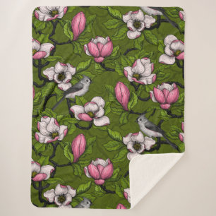Blühende Magnolie und Titmausvogel 2 Sherpadecke