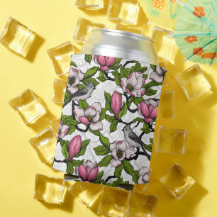 Blühende Magnolie und Titmausvogel Dosenkühler