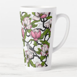 Blühende Magnolie und Titmausvogel Milchtasse