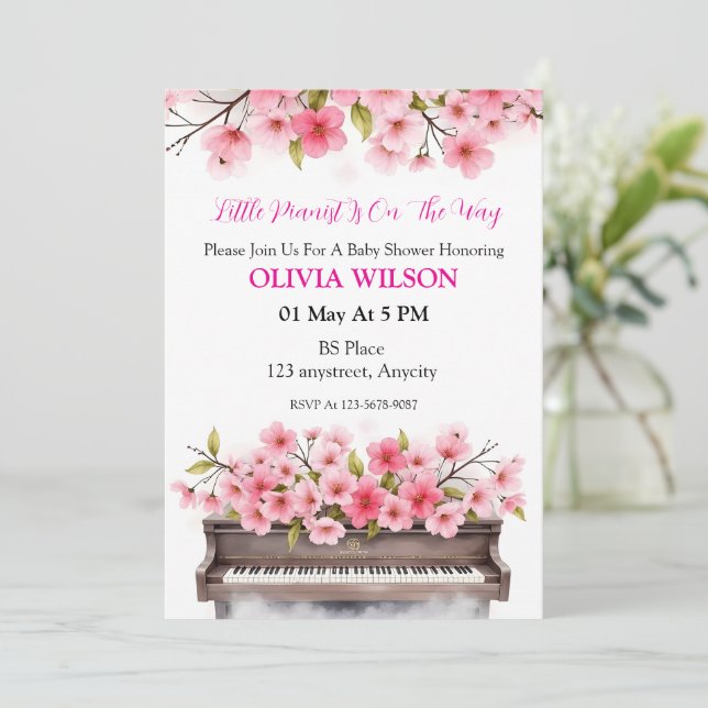 Blühende Melodie Einladung (Stehend Vorderseite)