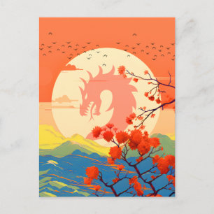 BLÜHENDE NATUR BERG DRACHE POSTKARTE