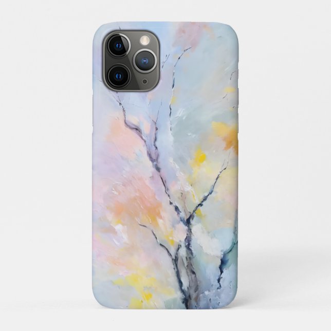 Blühende Oase weich rosa blaue Bäume Natur Szene Case-Mate iPhone Hülle (Rückseite)