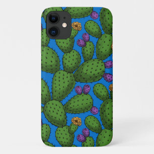 Blühende Opuntia auf blau Case-Mate iPhone Hülle