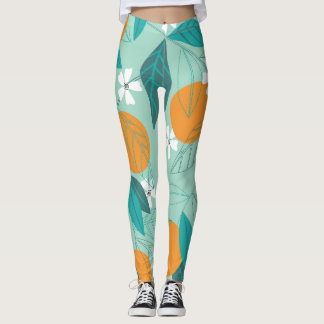 Blühende Orangen, Blätter, Vintage Kunst. Leggings