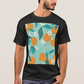 Blühende Orangen, Blätter, Vintage Kunst. T-Shirt
