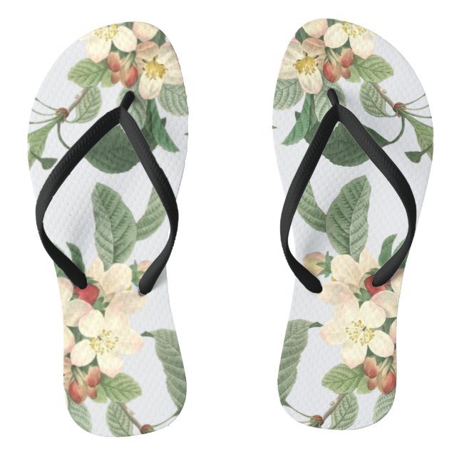 Blühende Pearl White Summer Floral Botanical Flip Flops (Fußbett)