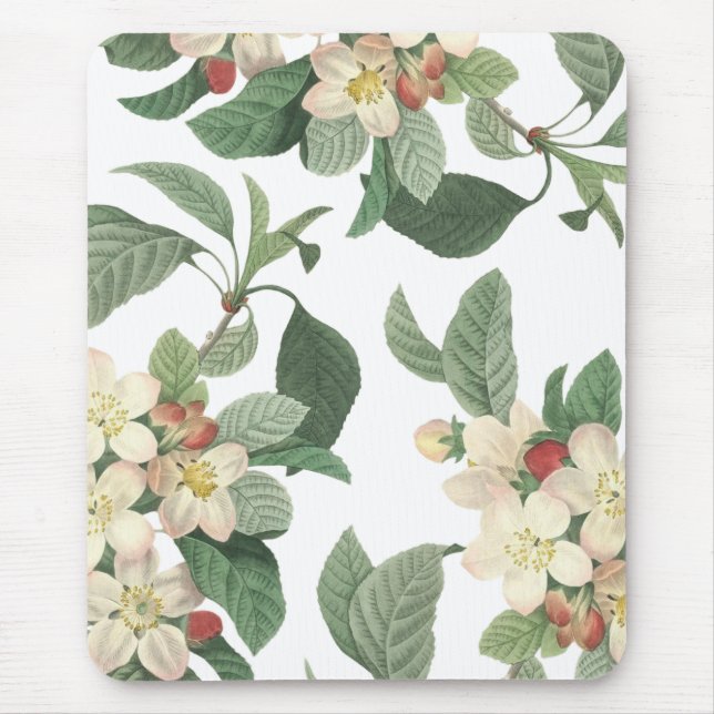 Blühende Pearl White Summer Floral Botanical Mousepad (Vorne)
