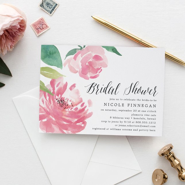 Blühende Peonie | Einladung zur Brautdusche (Von Creator hochgeladen)