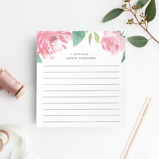 Blühende Peonie | Personalisiert Linde Notizblock (Von Creator hochgeladen)