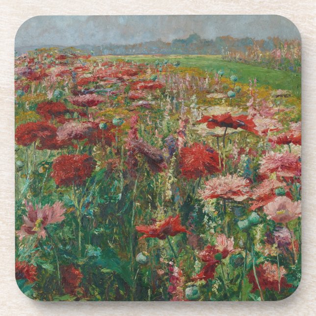Blühende Poppies - Olga Wisinger-Florian Getränkeuntersetzer (Vorderseite)