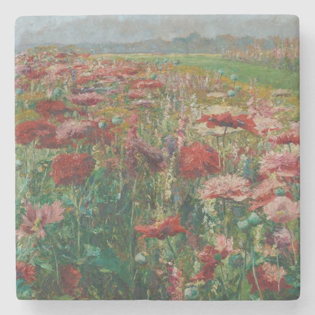 Blühende Poppies - Olga Wisinger-Florian Steinuntersetzer (Vorderseite)