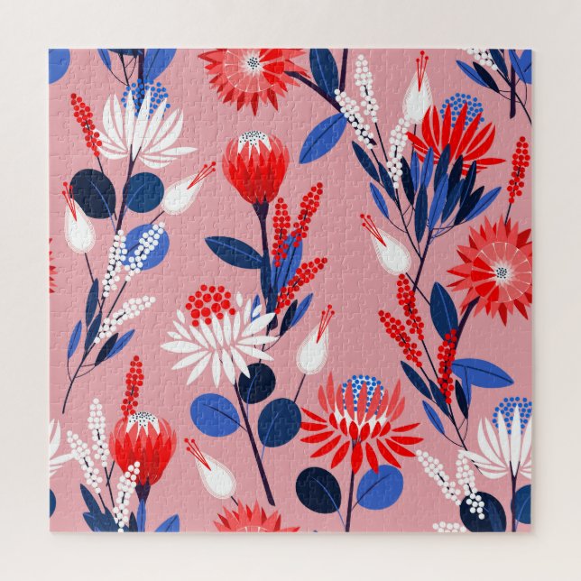 Blühende Protea: Botanischer Garten Muster Puzzle (Vertikal)
