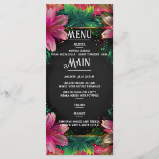 Blühende Romantik: Ein Blumenthema Menükarte