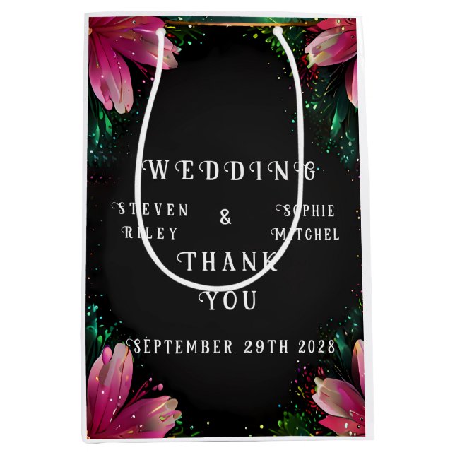 Blühende Romantik: Ein Blumenthema Mittlere Geschenktüte (Vorderseite)