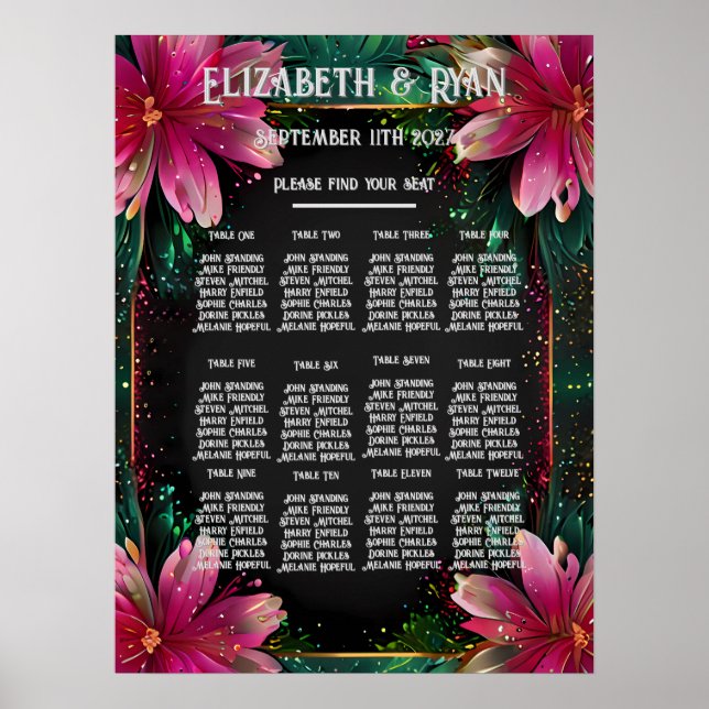 Blühende Romantik: Ein Blumenthema Poster (Vorne)