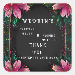 Blühende Romantik: Ein Blumenthema Quadratischer Aufkleber