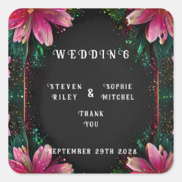 Blühende Romantik: Ein Blumenthema Quadratischer Aufkleber