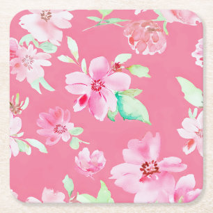 Blühende rosa Blumenpapier-Untersetzer Rechteckiger Pappuntersetzer