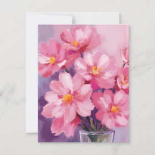Blühende rosa Blütenblätter   Blumenmalerei Aquare Dankeskarte