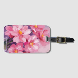 Blühende rosa Blütenblätter | Blumenmalerei Aquare Gepäckanhänger