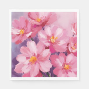 Blühende rosa Blütenblätter Blumenmalerei Aquare Serviette